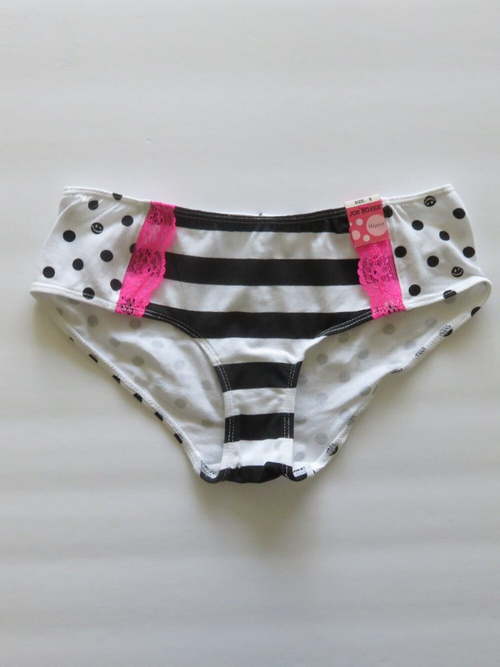 (#101) Joe Boxer Vintage Black / White happy Face Hipster panties Size Small